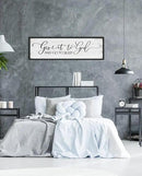 Give It to God and Go to Sleep Sign: Farmhouse Bedroom Wall Decor Above Bed Rustic Country Master Bedroom Hanging Decor Framed Country Plaque 12" x 40" by CozyNest Decor