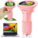 Kids Magnifying Glass, 2.0 Inch Digital Screen Mini Pocket Microscope for Bug - 200x Zoom Handheld Microscope with Adjustable Lights, Edu Birthday Gifts for Age 3-12 Girls by TinyTreasures Baby Boutique