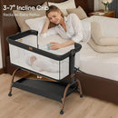 Baby Bassinet Bedside Crib, 3-in-1 Baby Bassinet Bedside Sleeper with Mattress and Soft, Breathable Sheet, Full-Mesh Sides, 6-Height Adjustable, Stable and Secure Crib for Newborns by CozyNest Decor
