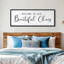 Welcome To Our Beautiful Chaos Sign Wall Decor Framed Wood 32X12 Inch For Rustic Home Living Room Entryway Bedroom Hanging Art (Black) by CozyNest Decor