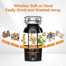 3/4 HP Garbage Disposal, TECASA Food Garbage Disposal with Power Cord, Stainless Steel Grinding System and 3-Bolt Mounting, Continuous Feed Garbage Disposals, Quiet, Taskmaid Series 75 by CozyNest Decor