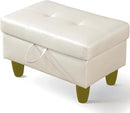 Ottoman Rectangular Storage Ottoman Bench, Faux Leather Footrest, Coffee Table, Stool Footstool with Hinged Lid for Living Room, Bedroom, Entryway, Pearl White, 28.5"x19"x17.5" by CozyNest Decor