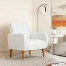 Chenille Fabric Accent Chair, Upholstered Armchair with Solid Wood Legs, Modern Living Room Accent Chair, Comfy Single Sofa Chair Reading Club Chair for Bedroom Reception Lounge, White by CozyNest Decor