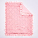 Mini Crib Bedding Set 3 Pieces Baby Boho Quilted Tufted Ruffles Comforter with Fitted Sheet and Ruffled Bed Skirt - Cute Shabby Baby Bedding Fits Mini Crib Only Pink by TinyTreasures Baby Boutique