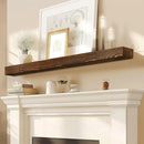 48x8x3 Fireplace Mantel - Solid Rustic Wood - Wall Mounted Floating Shelf with Invisible Heavy Duty Steel Bracket (Weathered Brown) by CozyNest Decor