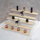 nianfeng Tiered Spice Rack, 5-Tier Spice Pantry Kitchen Cabinet Organizer, 16-Inch, Natural Wood Acrylic Stair Riser Stand, Countertop Seasoning Shelf by CozyNest Decor