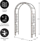 Evergreen Plow & Hearth Montebello-Gunmetal Garden Arbor - 7 Feet Tall | Slim Metal Arch with Iron Trellis for Climbing Plants | Elegant Wedding Arbor | Outdoor Patio & Garden Decor by GreenHaven Gardens