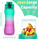 OLDLEY 25 oz Water Bottle, Motivational Water Bottle with Time Marker, Sports Water Bottle With Strap, Leakproof & BPA Free Large Water Bottles for School, Gym, Travel, Outdoor, Tritan,Green&Purple by CozyNest Decor
