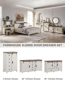 T4TREAM Farmhouse Dresser for Bedroom w/4 Drawers & Sliding Barn Doors, 48'' Wide Chest of Drawers, Rustic Dresser TV Stand w/Shelf, Organizer for Bedroom, Living Room, Entryway, Antique White by TinyTreasures Baby Boutique