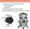Vertical Planter 3 Tier Stackable Planters Garden Planters Strawberry Herb Flower and Vegetable Planter Indoor Outdoor Gardening Pots with Removable Wheels and Tools by CozyNest Decor