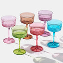 Art Deco Colored Crystal Coupe Glass Set Of 6 Large 9 6OZ Stemmed Glassware by The Wine Savant