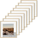 HAUS AND HUES Square Frames 16x16 Set of 9 - Picture Gallery Wall Frame Set, 16x16 Frames for Posters, 16 x 16 Picture Frames, Painting 16 x 16 Frames, 9 Square Gallery Wall Set (Beige Oak Frames) by CozyNest Decor