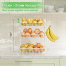 3 Tier Fruit Basket with 2 Banana Hooks, Large Capacity Multifunctional Detachable Sturdy Fruit Bowl with Wooden Handle Mesh Top for Kitchen Counter, for Bread Snacks Vegetables Produce, White by CozyNest Decor