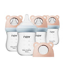 Natural Glass Baby Bottle for Breastfeeding Babies, 5.4oz Anti-Colic Baby Bottle with Natural Response Nipple(S), Clear, Wide Neck, 4 Pack, 1 Months+ by TinyTreasures Baby Boutique