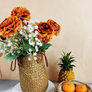 Artificial Flowers Ranunculus Long Stem Buttercup Silk Flowers 6 pcs for Home Decor and Wedding Decorations(Burnt Orange) by CozyNest Decor