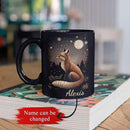 Animal Lover Mug with Custom Name, Nature Inspired Coffee Mug 11oz or 15oz, Personalized Cute Fox Ceramic Cup, Unique Animal Art Black Coffee Cup, Gifts for Friends, Family by CozyNest Decor