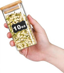 Glass Food Storage Jars Square 10oz, 12 Pack Glass Jars With Bamboo Lids, Kitchen Storage Containers For Spice, Candy, Cookie, Storage For Pantry Organizers by CozyNest Decor