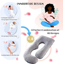 Pregnancy Pillow, Full Body Maternity Pillow 57 inch, with Removable Washable Cover - Sleep Support for Legs, Back, Neck, Shoulder, HIPS, Belly, Velvet Cover-Grey-Dark Blue by TinyTreasures Baby Boutique