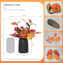 Autumn Artificial Potted Plant Decorations, Maple Leaves, Pinecones, Pumpkins with Black Ceramic Vase for Home,Thankgiving Table Decoration by CozyNest Decor
