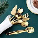 Gold Serving Utensils, OGORI 8-Piece Polished Stainless Steel Flatware Silverware Set Include Serving Spoon, Slotted Spoon, Cake Server, Soup Ladle, Fork, Salad Fork, Butter Knife, Serving Tong by CozyNest Decor