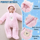Fairy Baby Newborn Baby Winter Snowsuit Bear Thick Romper Footie Double Zip Hooded Jumpsuit Fleece Coat Infant Boy Girl 0-12M by TinyTreasures Baby Boutique