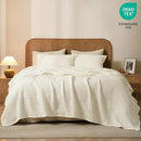 PHF 100% Cotton Waffle Weave Blanket Queen Size, Soft Lightweight Breathable Cozy Summer Blankets for Bed, Luxury Aesthetic Woven Bedding for Home Decor, 90"x90", Cannoli Cream by CozyNest Decor