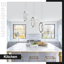 Buccleuch 3-Ring Crystal Chandelier, Dimmable LED Pendant Light Fixture Adjustable Stainless Steel Pendant Light, Silver Crystal Chandeliers for Dining Room, Bedroom, Living Room by CozyNest Decor