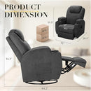Recliner Chair, 360° Swivel Rocker Chair for Adults, Rocking Recliner Chair with Massage, Comfy Single Sofa with Side Pockets Cup Holders for Living Room, Bedroom, Nursery (Fabric, Dark Gray) by TinyTreasures Baby Boutique