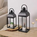 Lanterns Decorative Outdoor Indoor, Black Metal Outdoor Lanterns, 17'' 13'' Set of 2 Modern Farmhouse Candle Lantern Halloween Lanterns Centerpieces for Home, Wedding, Patio, Porch, Mantel by CozyNest Decor