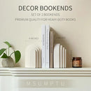 Decorative Bookends for Shelves, Set of 2 Book Ends for Heavy Books, Layered Arch Design Beige Bookend by CozyNest Decor