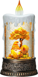 Fall Snow Globe Candle Fall Decorations for Home with Timer Gnome Turkey Pumpkin Autumn Harvest Fall Decor Indoor 9.7 inch by CozyNest Decor
