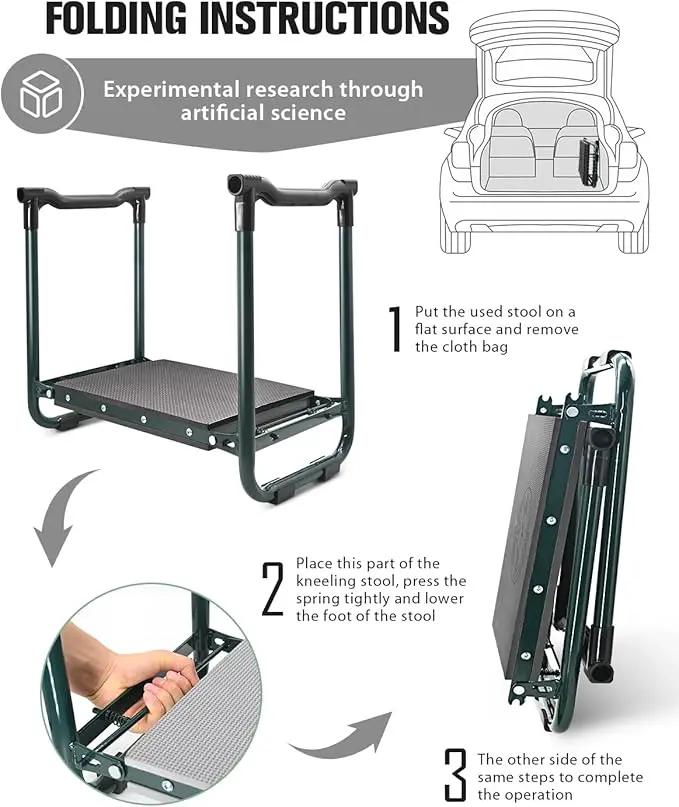 Garden Kneeler and Seat Heavy Duty, Upgraded Foldable Gardening Stool - Widened to 10" Stable Wear-resistant Prevent Knee and Back Pain, Beautiful Logo high-end 2 Large Tool Bags Gift for Women, photo 6 of 6