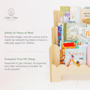 Wooden Kids Bookshelf w/Scalloped Edges- Made in USA- Perfect Height 3-Tier Montessori Shelf- Durable Childrens Bookcase for Kids Room or Playroom- Baby Book Shelf Nursery by TinyTreasures Baby Boutique