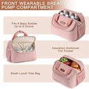 Breastmilk Cooler Bag with Ice Pack Fits 6 Baby Bottles up to 9 Ounce, Wearable Breast Pumps Cooler Bag for Nursing Mom Daycare, Work, Travel- Pink by TinyTreasures Baby Boutique