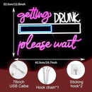 Drink Please Wait Neon Sign Dimmable Letters Neon Light for Wall Decor USB Powered LED Drinking And Wait Light Up Sign for Pub Man Cave Home Bar Restaurant Decor Party(16.7 * 12.8In) by CozyNest Decor
