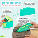 Silicone On-The-Go Snack Mat – Foldable Reusable Placemat with 3 Compartments and Lids – Travel-Friendly Baby and Toddler Snack Plate – Dishwasher Safe (Aqua) by TinyTreasures Baby Boutique