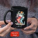 Custom Funny Christmas Cup, Christmas Sock With Gifts And Candle Design Mug, Customized Name Christmas Black Cup 11oz 15oz, Personalized Coffee Mug For Christmas, Christmas Sock Detailed Cup by CozyNest Decor