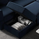 Belffin Modular Sofa Couch with Storage Seats Velvet 3 Seater Sofa for Living Room Blue by CozyNest Decor