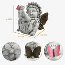 Garden Fairy Outdoor Solar Decor, Resin Ornaments for Patio Lawn Yard Porch, Playful Garden Flower Fairy Statues for Outside Angel Gifts, 7.91 Inches Tall by GreenHaven Gardens