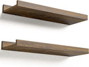 Floating Shelves for Wall, Wall Mounted Shelves Set of 2, Rustic Shelves with Lip, Display Picture Ledge Shelf for Wall Decor Living Room Bathroom Kitchen - Brown by TinyTreasures Baby Boutique