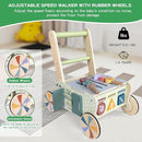 Wooden Push Walker for Babies with Wheels 12 Months+ Wooden Baby Walker Activity Walker for Babies Montessori Multiple Learning Activities Center Walking Toy Adjustable Speed Birthday Gift by TinyTreasures Baby Boutique