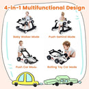 HONEY JOY 4-in-1 Baby Walker, Activity Push Walker w/3 Adjustable Heights, Smooth Wheels w/Adjustable Speed, Padded Seat, Music & Light, Foldable Car Walker for Baby Boys Girls Age 6 Months+ (White) by TinyTreasures Baby Boutique
