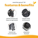 Larktale Adjustable Stroller, 2 Seater Kids Wagon, 120 Pound Capacity, Sprout V2, Black by TinyTreasures Baby Boutique