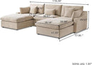 JACH U Shaped Sectional Couches, Cloud Sectional Couch with Deep Seat, 119" Down Filled Modular Sofa with Chaise, Covers Removeable & Washable, Sofas Furniture for Living Room, Khaki by CozyNest Decor