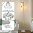 Brushed Nickel Floor Lamp 66.5'' Tall Standing Lamp Dimmable Tree Floor Lamps with 3 LED Lights Glass Shades Silver Lamp for Living Room Bedroom Office(3 Bulbs Included) by CozyNest Decor