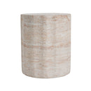 Elegant Indoor/Outdoor Lightweight Concrete Side Table With Travertine - Beige by HouseOfZazla