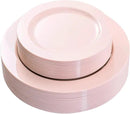 FLOWERCAT 60PCS Pink Plastic Plates - Heavy Duty Pink Plates Disposable for Party/Mother's Day/Wedding - serving 30 guests Include 30PCS 10.25inch & 30PCS 7.5inch by CozyNest Decor