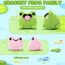 Crochet Kit for Beginners - Frog Family Crochet Kits with Step-by-Step Video Tutorials, Beginner Crochet Kit for Adults and Kids, 2 PCS Frogs and 3 PCS Tadpoles Crocheting Set by TinyTreasures Baby Boutique