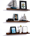 AZSKY 24 Inch Floating Shelves Rustic Wood Wall Shelf Deep Dark Walnut Floating Shelves a Set of 3 Hanging Narrow Picture Photo Ledge Shelves Wall Mounted Bathroom Bedroom Kitchen Office Décor by TinyTreasures Baby Boutique
