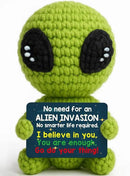 Cool Alien Decor Inspirational Gifts for Boys Girls Friends Positive Animal Crochet Alien for Daily Encouragement Self Affirmation Son Daughter UFO Geeky Decor by CozyNest Decor